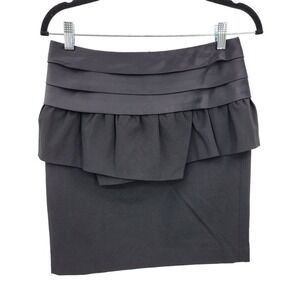 Michael Michael Kors Ruffle Peplum Mini Skirt Sz 4 Blk Satin Cumberbund Party